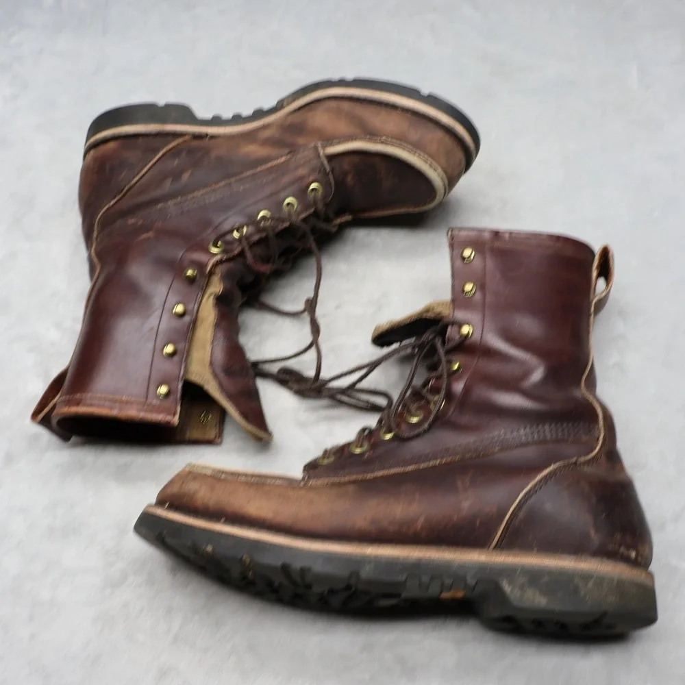 Filson Men 9.5D Work Uplander Boots Brn Moc Toe Leather Lug Sole Rugged Lace VTG